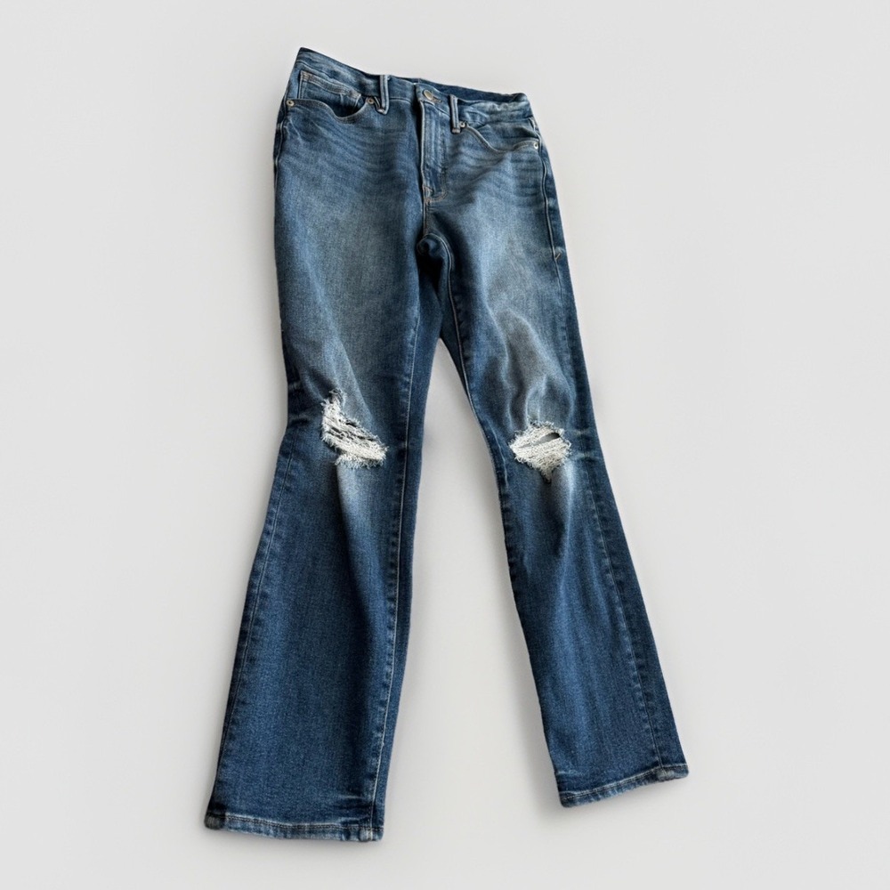Good American Good Legs Distressed Skinny Jeans Size 27 Medium‎ Wash - Picture 2 of 10